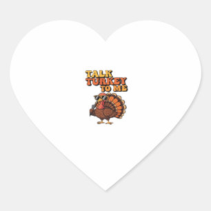Funny Thanksgiving Turkey Retro 70s Talk Turkey T Heart Sticker