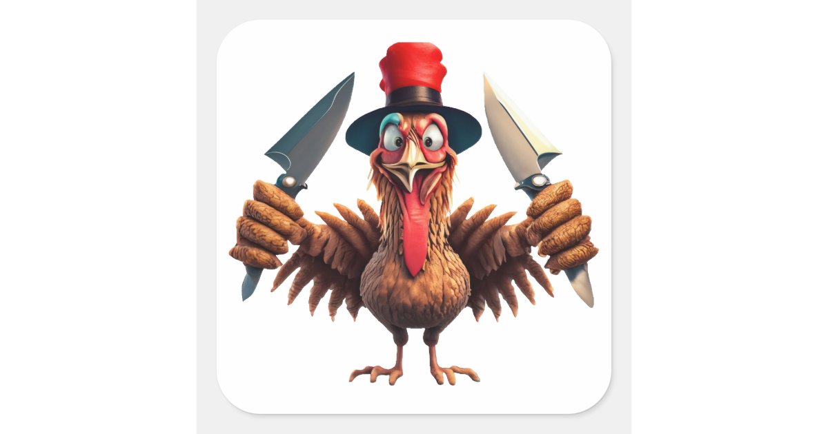 Funny Thanksgiving Turkey Revenge – Christmas Square Sticker | Zazzle