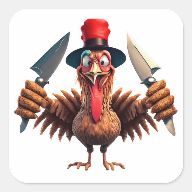 Funny Thanksgiving Turkey Revenge – Christmas  Square Sticker (Front)
