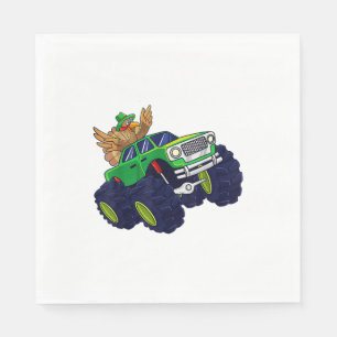 Funny Thanksgiving Turkey Riding Monster Truck Boy Napkins