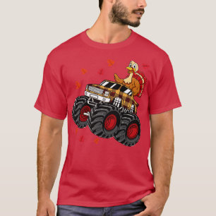 Funny Thanksgiving Turkey Riding Monster Truck T-Shirt
