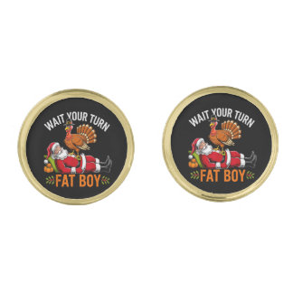 Funny Thanksgiving Turkey Santa Christmas Cufflinks