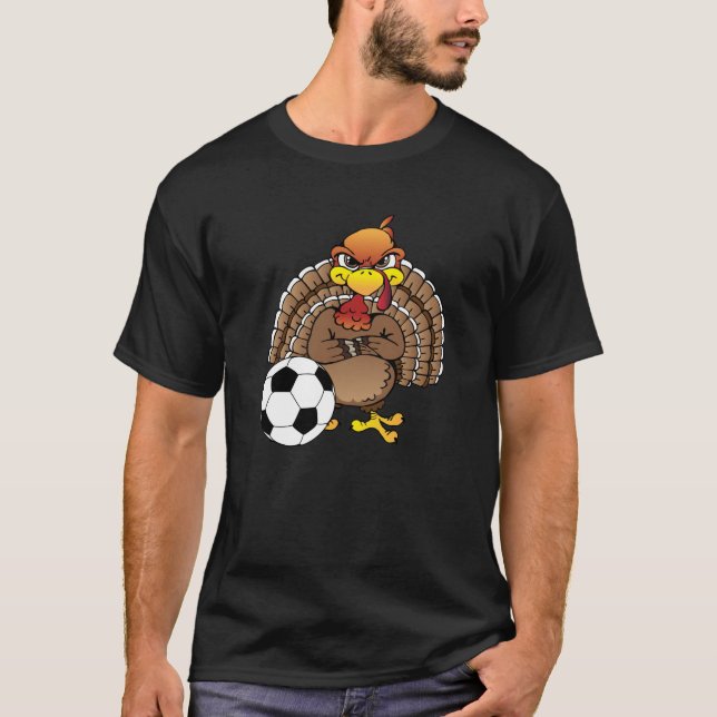 Funny Thanksgiving Turkey Soccer Soccer Gift T-Shirt (Front)