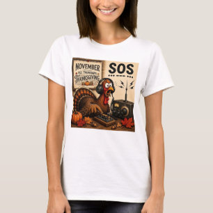 Funny Thanksgiving Turkey SOS Morse Code Ham Radio T-Shirt