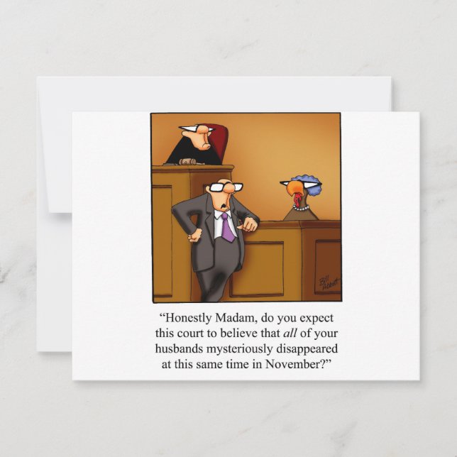Funny Thanksgiving Turkey Trial! Holiday Card (Front)