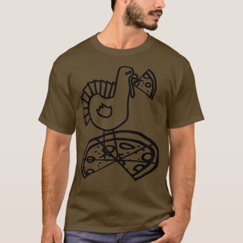 Funny Thanksgiving Turkey with Pizza Outline T_Shirt