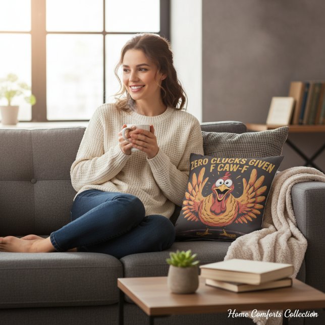 Funny Thanksgiving Turkey Zero Clucks Given Gift Throw Pillow (Creator Uploaded)