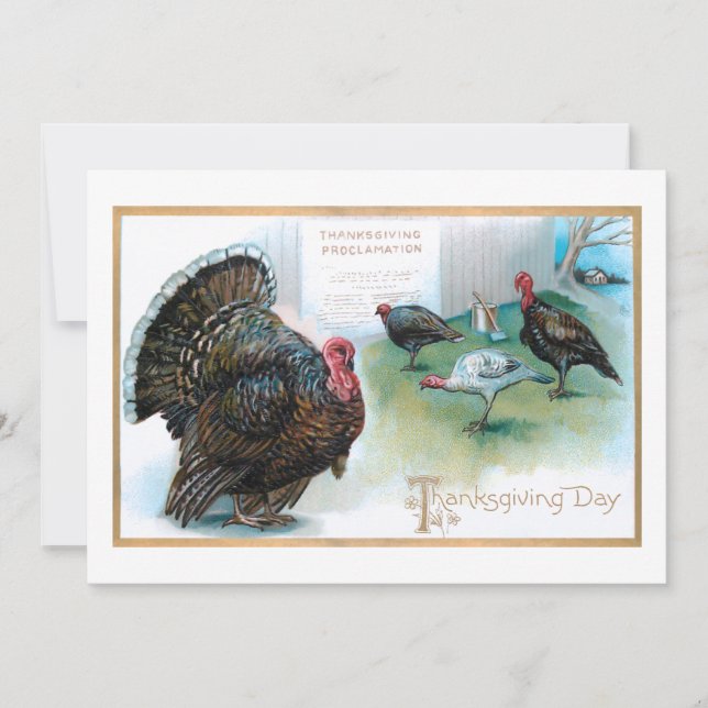Funny Thanksgiving Turkeys Reading Proclamation Holiday Card (Front)