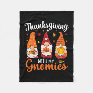 Funny Thanksgiving With My Gnomies Cute Gnome Fall Fleece Blanket