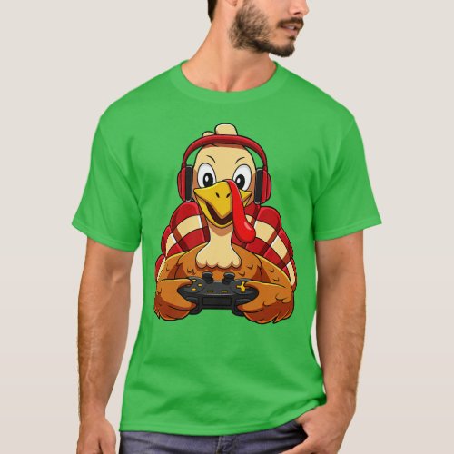 Funny Thanksgving Turkey Video Gamer T_Shirt