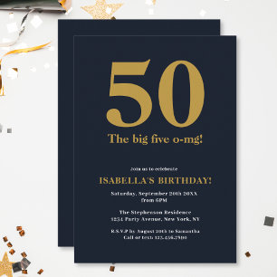 Funny The Big Five O-MG Humorous Birthday Invitation