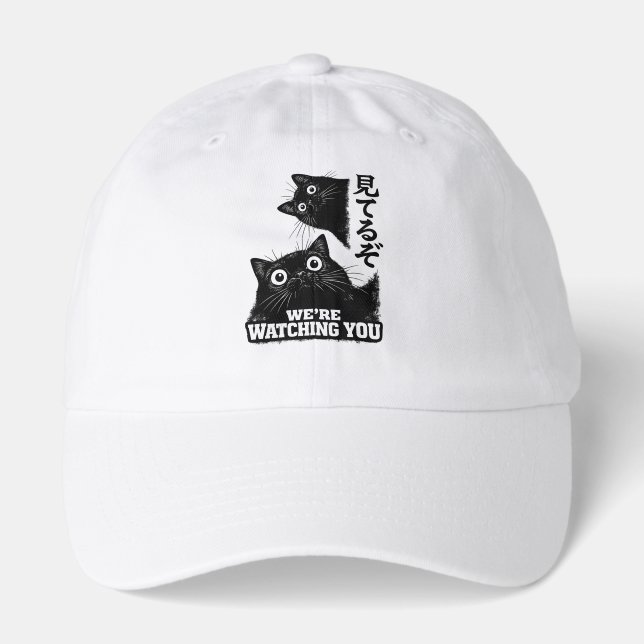 Funny The Cat is Watching Today Japanese Black Cat Hat (Front)