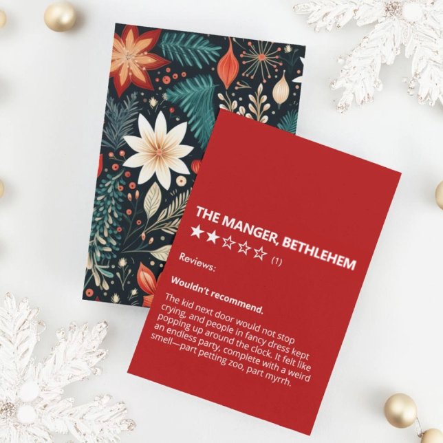 Funny The Manger Bethlehem Review Christmas Card (Creator Uploaded)