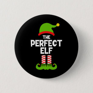 Funny The Perfect Elf Christmas Family Party Pajam Button