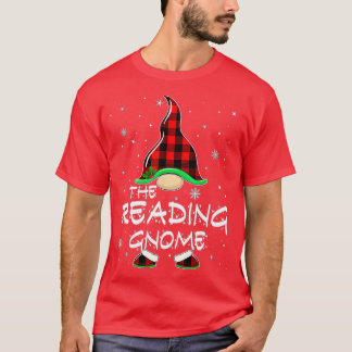 Funny The Reading Gnome Red Buffalo Plaid Christma T-Shirt