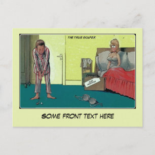 Funny the real golfer, just married announcement postcard
