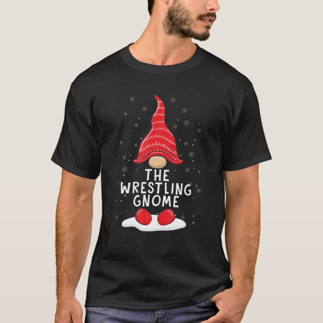 Funny The Wrestling Gnome Christmas Pajamas Xmas H T-Shirt (Front)