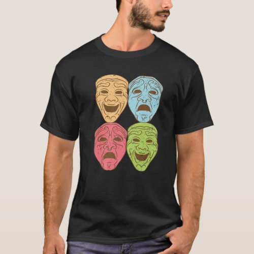 Funny Theater Design Men Women Theatre Masks Broad T_Shirt