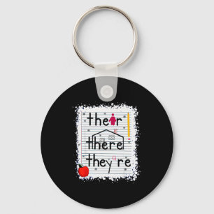 Funny Their There They Are Book English Grammar Te Keychain