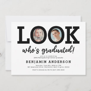 Funny Then and Now Photo Graduation Party Invitation
