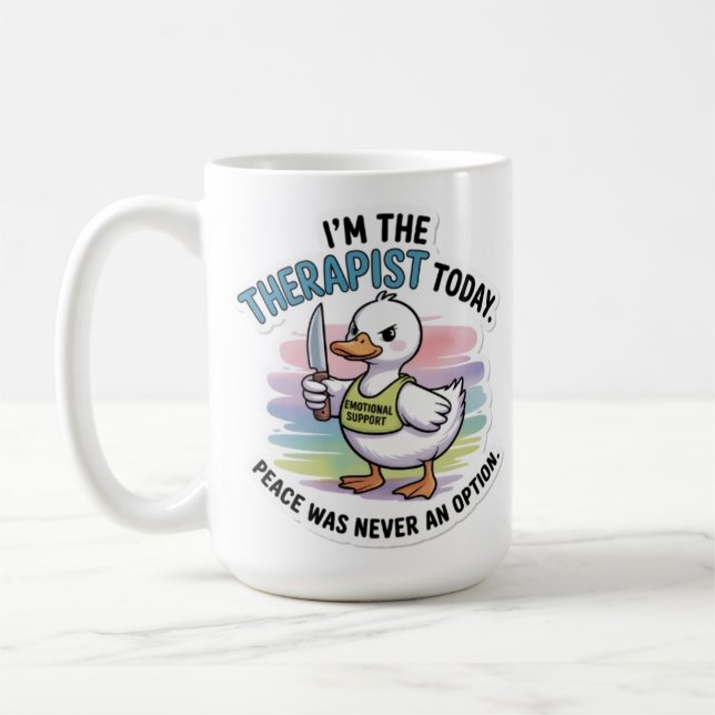 Funny Therapist Duck Mug - Emotional Support Peace (Left)