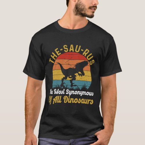 Funny Thesaurus Dinosaur Grammar Librarian Tshirt 