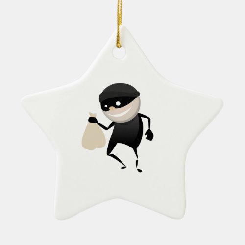 Funny Thief Ceramic Ornament