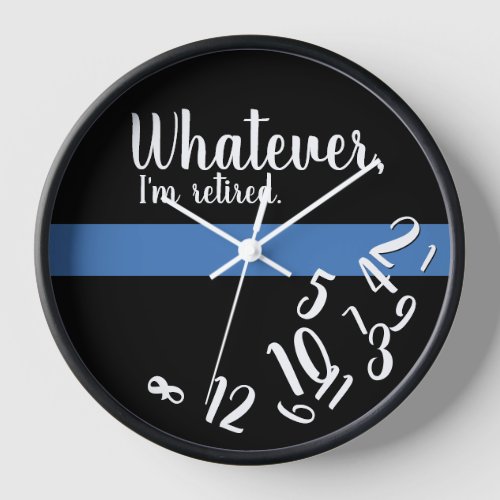 Funny Thin Blue Line Police Officer Retirement Clock