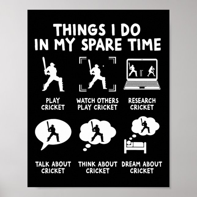 Funny Things I Do In My Spare Time Cricket Player  Poster (Front)
