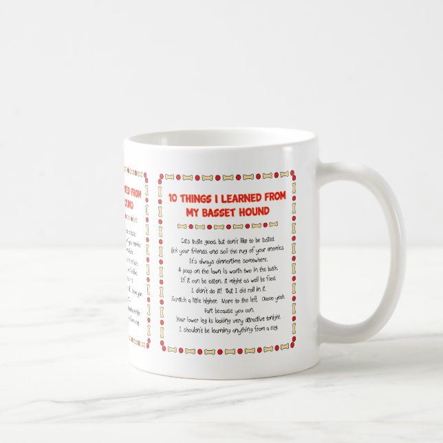 Funny Things I Learned From My Basset Hound Coffee Mug (Right)