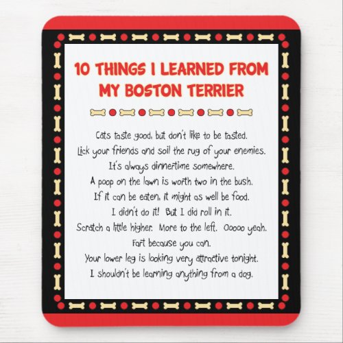 Funny Things I Learned From My Boston Terrier Mouse Pad