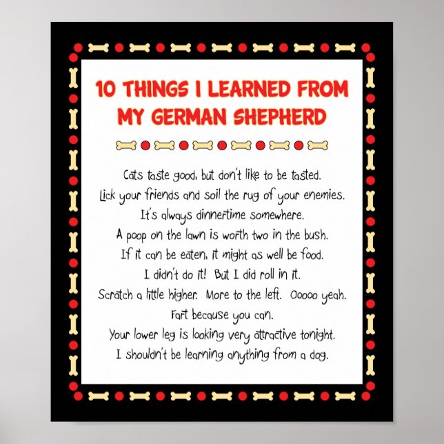 Funny Things I Learned From My German Shepherd Poster (Front)