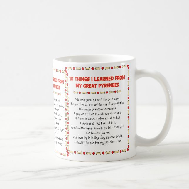 Funny Things I Learned From My Great Pyrenees Coffee Mug (Right)
