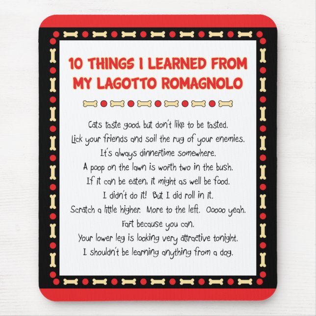 Funny Things I Learned From My Lagotto Romagnolo Mouse Pad (Front)