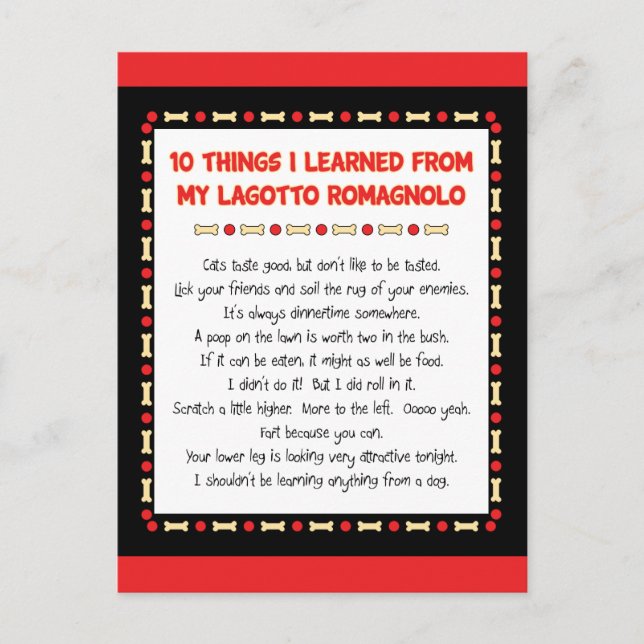 Funny Things I Learned From My Lagotto Romagnolo Postcard (Front)