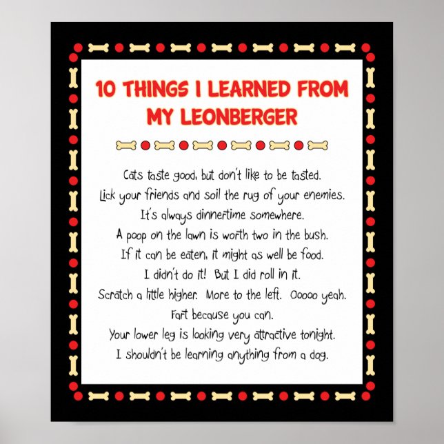 Funny Things I Learned From My Leonberger Poster (Front)