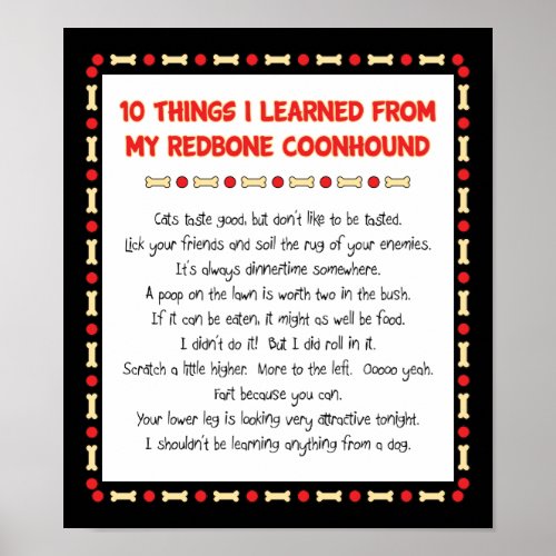 Funny Things I Learned From My Redbone Coonhound Poster