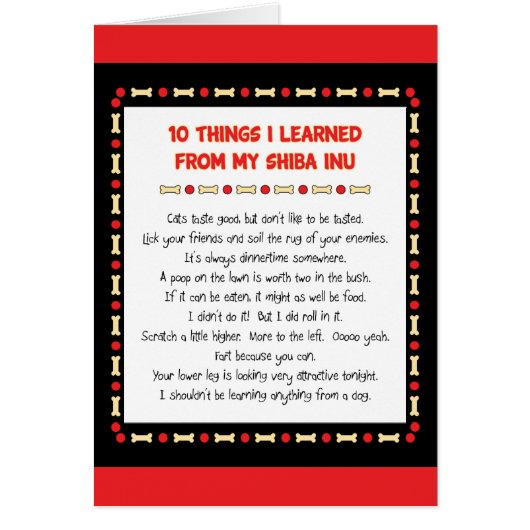 Funny Things I Learned From My Shiba Inu Cards (Front)