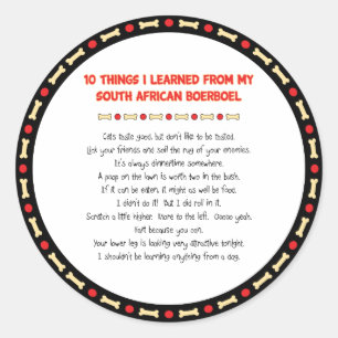 Funny Things I Learned From South African Boerboel Classic Round Sticker