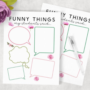 Funny Things My Students Said Notepad