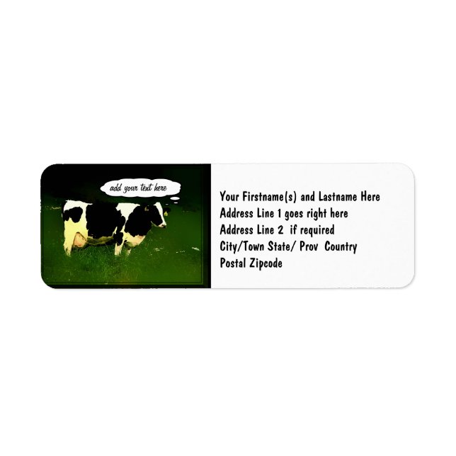 Funny Thinking Cow Label (Front)