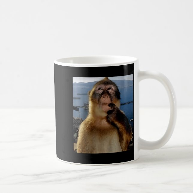 Funny Thinking Monkey Meme Curious Ape Brainrot Gi Coffee Mug (Right)