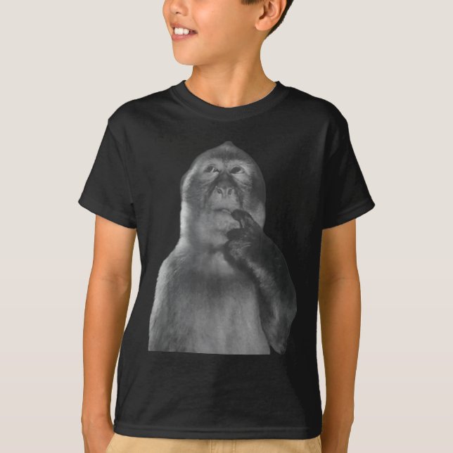 Funny Thinking Monkey Meme Curious Ape Brainrot  T-Shirt (Front)