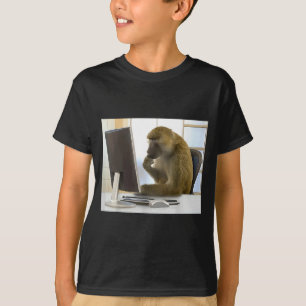 Funny Thinking Monkey Meme Office Curious Ape Brai T-Shirt