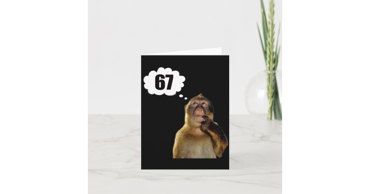 Funny Thinking Monkey Meme Six Seven 6 7 Meme Card | Zazzle
