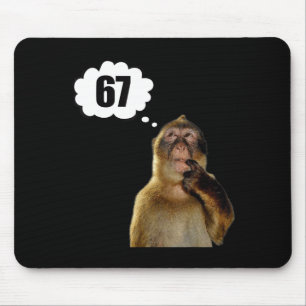 Funny Thinking Monkey Meme Six Seven 6 7 Meme Mouse Pad