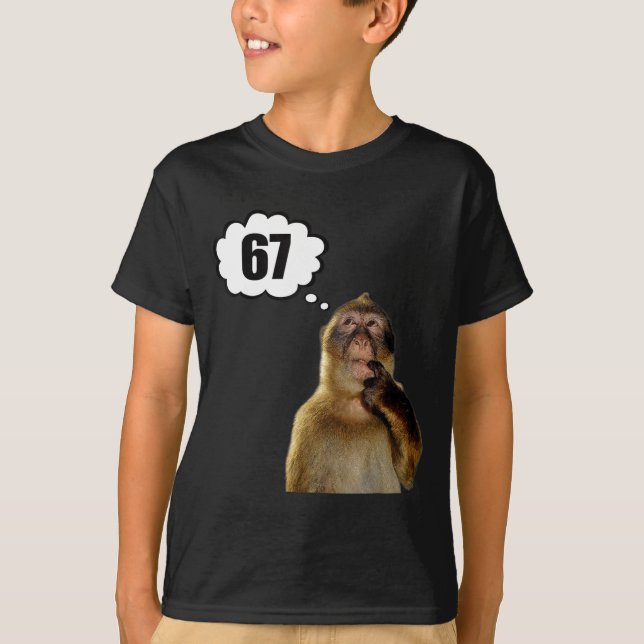 Funny Thinking Monkey Meme Six Seven 6 7 Meme  T-Shirt (Front)