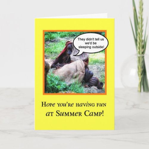 Funny Thinking of You Summer Camp Orangutans Card