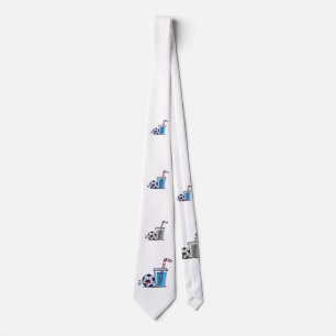 Funny Thirsty Soccer Ball Needing Cold Water Drink Neck Tie