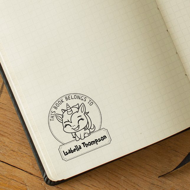 Funny This Book Belongs To, Cute Unicorn, Book Rubber Stamp (Creator Uploaded)